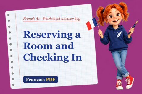 Reserving a Room and Checking In – French A1 worksheet answer key with Zoé, the Français PDF coach