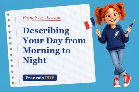 Describing Your Day from Morning to Night – French A1 lesson with Zoé, the Français PDF coach