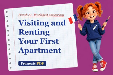 Visiting and Renting Your First Apartment – French A1 worksheet answer key with Zoé, the Français PDF coach