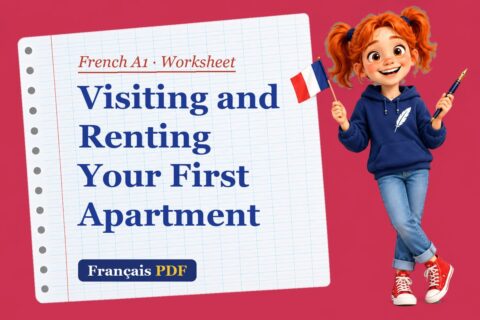 Visiting and Renting Your First Apartment – French A1 worksheet with Zoé, the Français PDF coach
