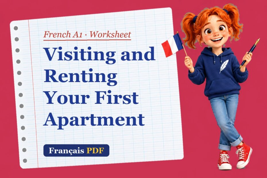 Visiting and Renting Your First Apartment – French A1 worksheet with Zoé, the Français PDF coach