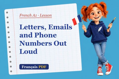 Letters, Emails and Phone Numbers Out Loud – French A1 lesson with Zoé, the Français PDF coach