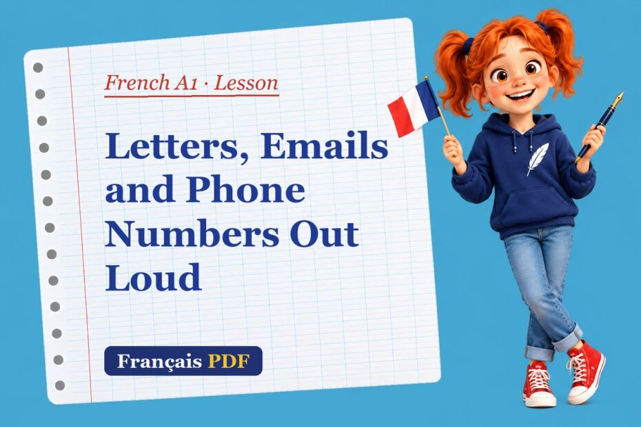 Letters, Emails and Phone Numbers Out Loud – French A1 lesson with Zoé, the Français PDF coach