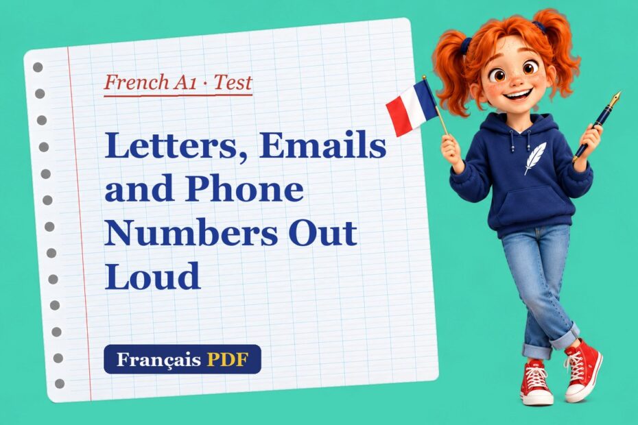 Letters, Emails and Phone Numbers Out Loud – French A1 test with Zoé, the Français PDF coach