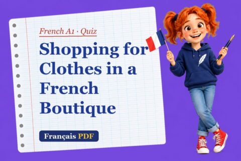 Shopping for Clothes in a French Boutique – French A1 quiz with Zoé, the Français PDF coach