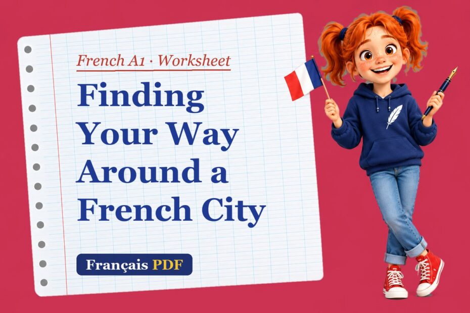 Finding Your Way Around a French City – French A1 worksheet with Zoé, the Français PDF coach