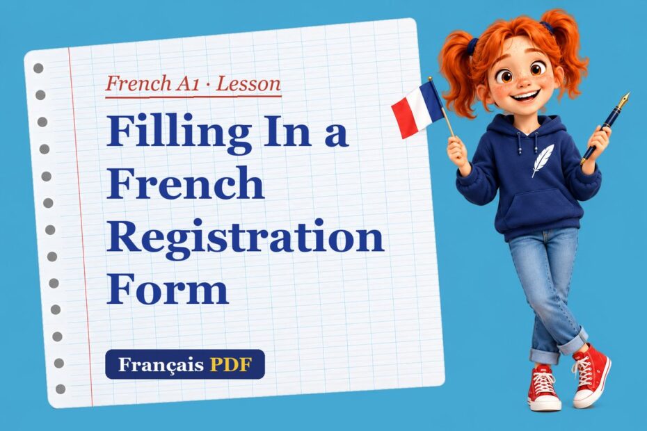 Filling In a French Registration Form – French A1 lesson with Zoé, the Français PDF coach