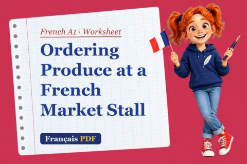 Ordering Produce at a French Market Stall – French A1 worksheet with Zoé, the Français PDF coach