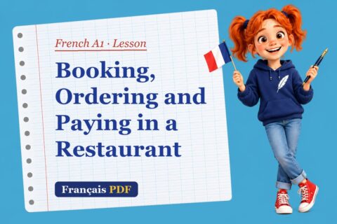 Booking, Ordering and Paying in a Restaurant – French A1 lesson with Zoé, the Français PDF coach