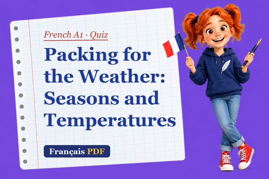 Packing for the Weather: Seasons and Temperatures – French A1 quiz with Zoé, the Français PDF coach