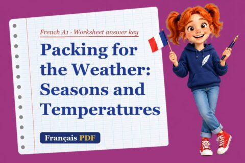 Packing for the Weather: Seasons and Temperatures – French A1 worksheet answer key with Zoé, the Français PDF coach
