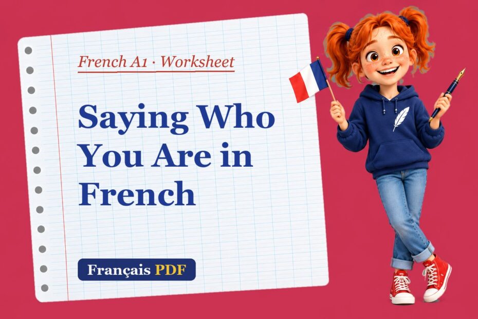 Saying Who You Are in French – French A1 worksheet with Zoé, the Français PDF coach