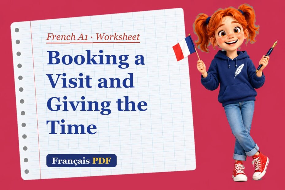 Booking a Visit and Giving the Time – French A1 worksheet with Zoé, the Français PDF coach