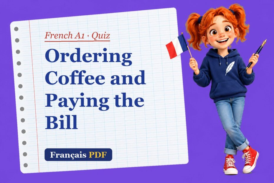 Ordering Coffee and Paying the Bill – French A1 quiz with Zoé, the Français PDF coach