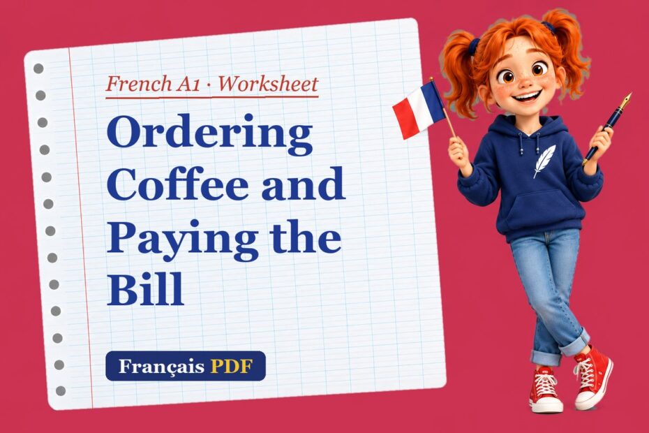 Ordering Coffee and Paying the Bill – French A1 worksheet with Zoé, the Français PDF coach
