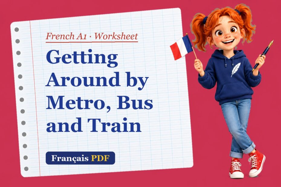Getting Around by Metro, Bus and Train – French A1 worksheet with Zoé, the Français PDF coach