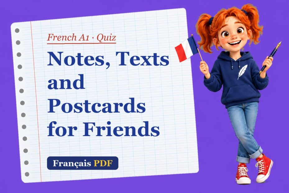 Notes, Texts and Postcards for Friends – French A1 quiz with Zoé, the Français PDF coach
