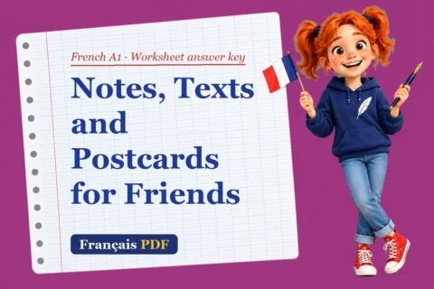 Notes, Texts and Postcards for Friends – French A1 worksheet answer key with Zoé, the Français PDF coach