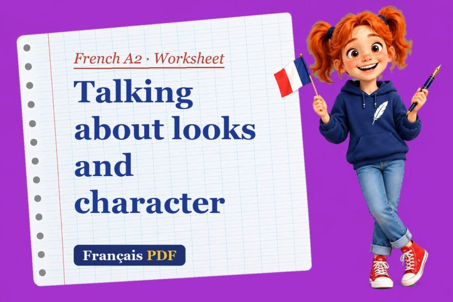 Talking about looks and character – French A2 worksheet with Zoé, the Français PDF coach