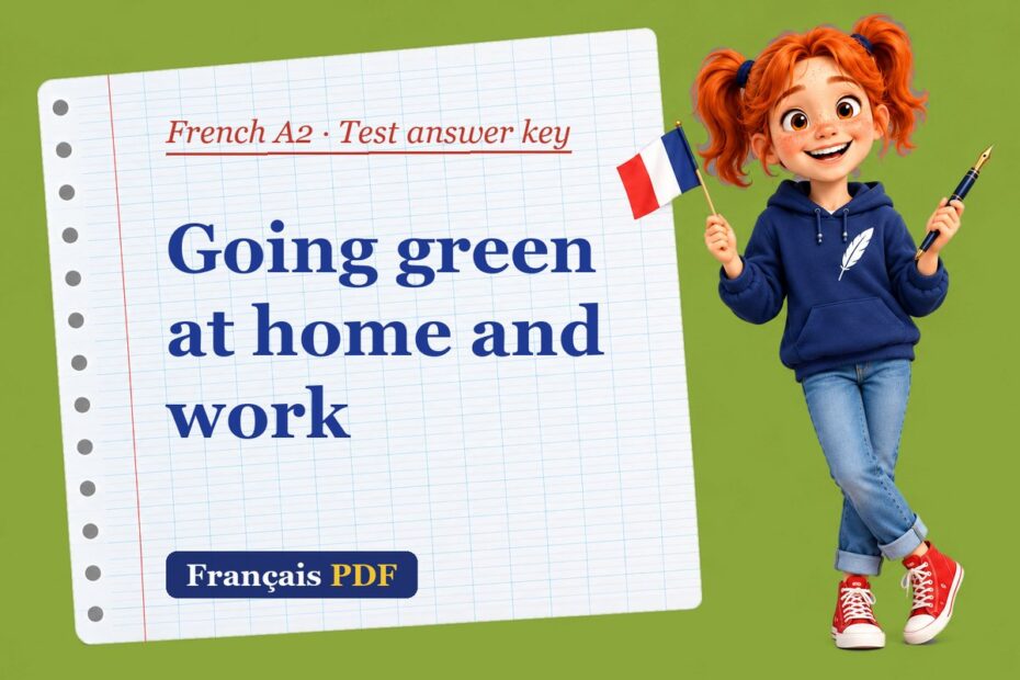Going green at home and work – French A2 test answer key with Zoé, the Français PDF coach