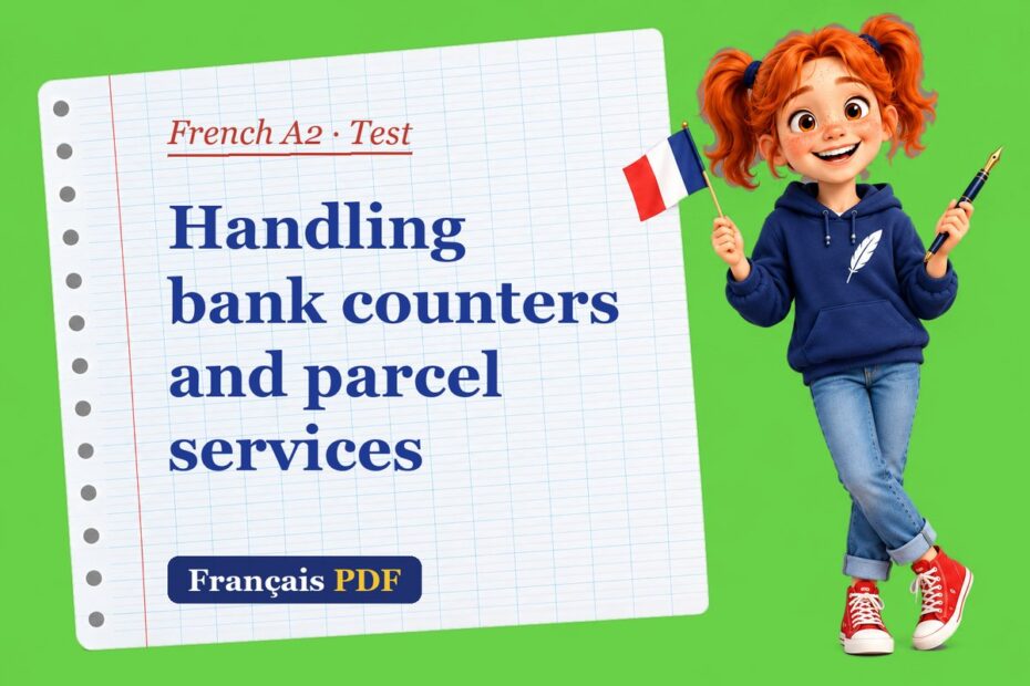 Handling bank counters and parcel services – French A2 test with Zoé, the Français PDF coach