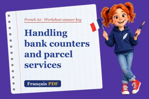 Handling bank counters and parcel services – French A2 worksheet answer key with Zoé, the Français PDF coach