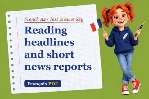 Reading headlines and short news reports – French A2 test answer key with Zoé, the Français PDF coach