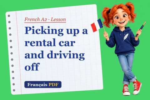 Picking up a rental car and driving off – French A2 lesson with Zoé, the Français PDF coach