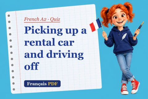 Picking up a rental car and driving off – French A2 quiz with Zoé, the Français PDF coach
