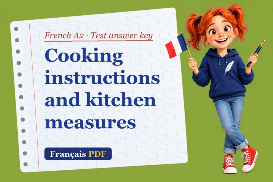 Cooking instructions and kitchen measures – French A2 test answer key with Zoé, the Français PDF coach