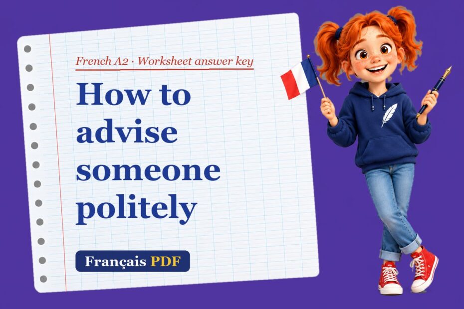 How to advise someone politely – French A2 worksheet answer key with Zoé, the Français PDF coach