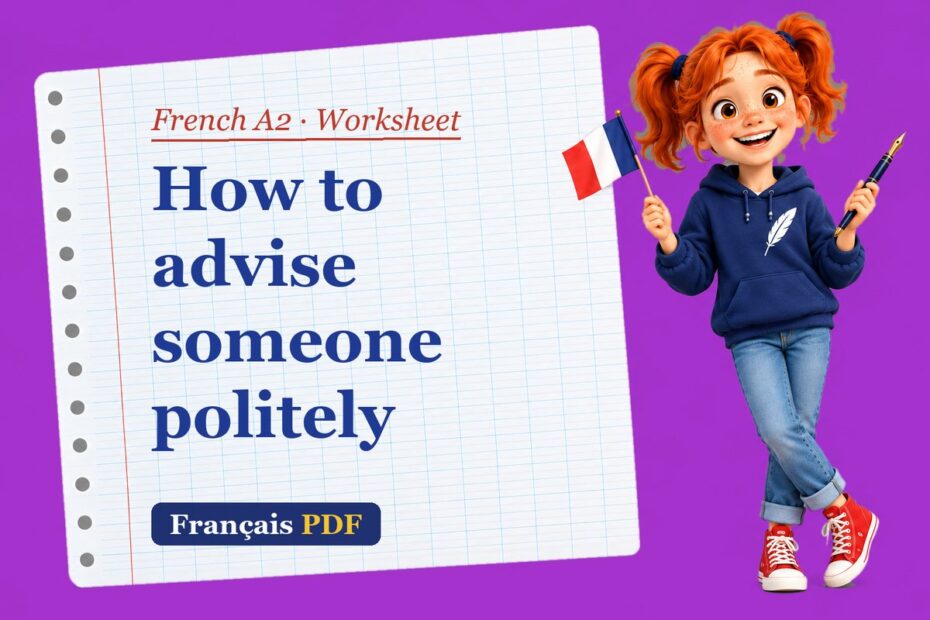 How to advise someone politely – French A2 worksheet with Zoé, the Français PDF coach