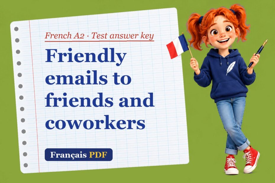 Friendly emails to friends and coworkers – French A2 test answer key with Zoé, the Français PDF coach