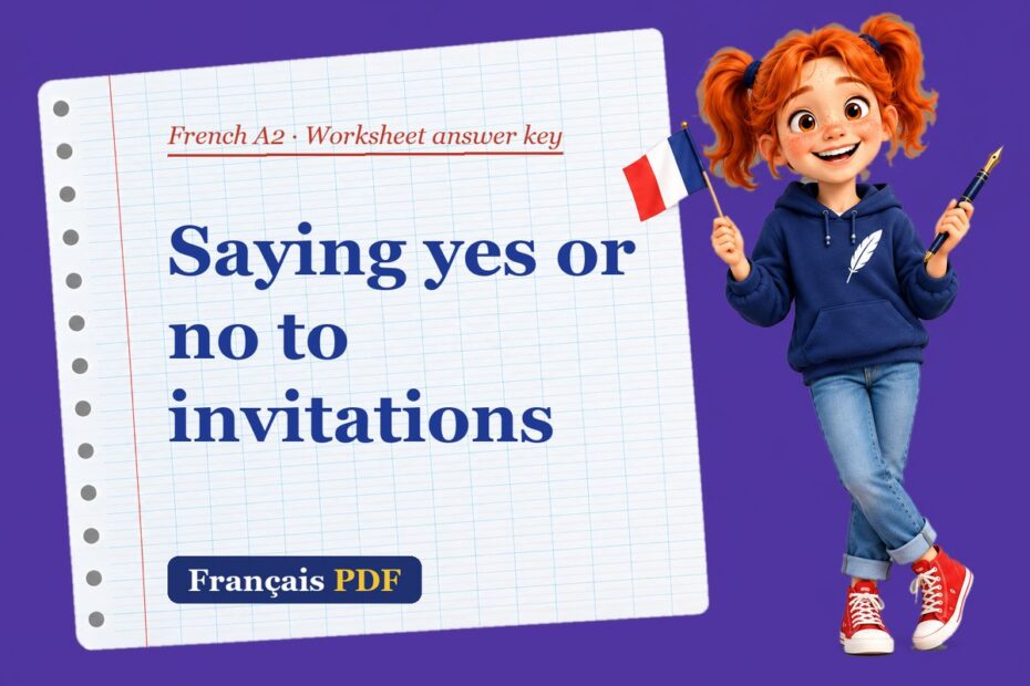 Saying yes or no to invitations – French A2 worksheet answer key with Zoé, the Français PDF coach