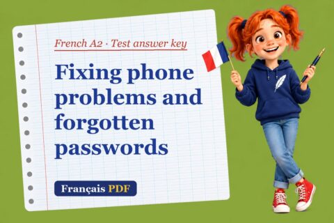 Fixing phone problems and forgotten passwords – French A2 test answer key with Zoé, the Français PDF coach