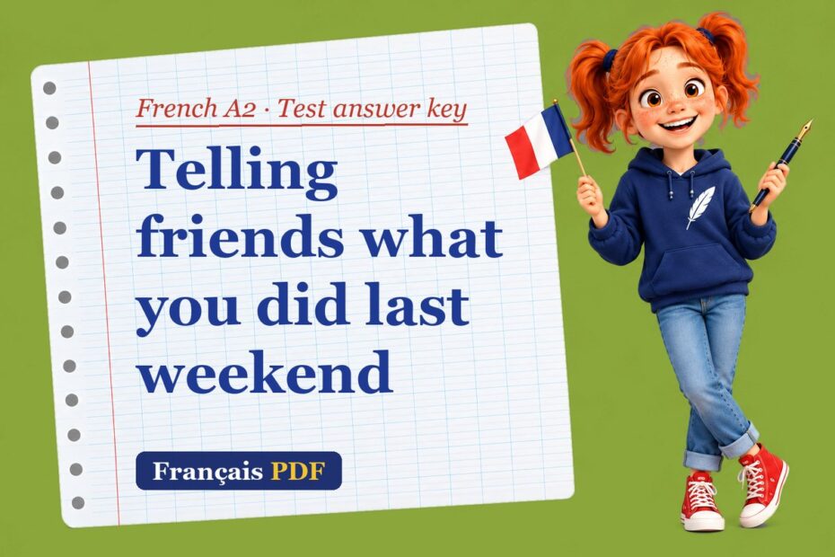 Telling friends what you did last weekend – French A2 test answer key with Zoé, the Français PDF coach