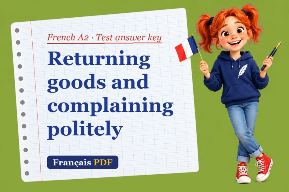 Returning goods and complaining politely – French A2 test answer key with Zoé, the Français PDF coach