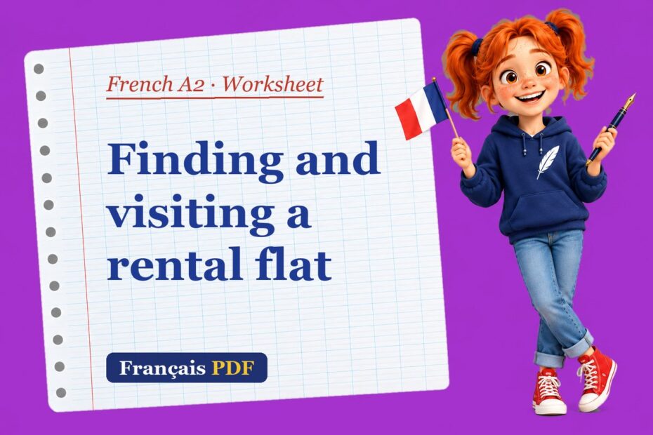 Finding and visiting a rental flat – French A2 worksheet with Zoé, the Français PDF coach