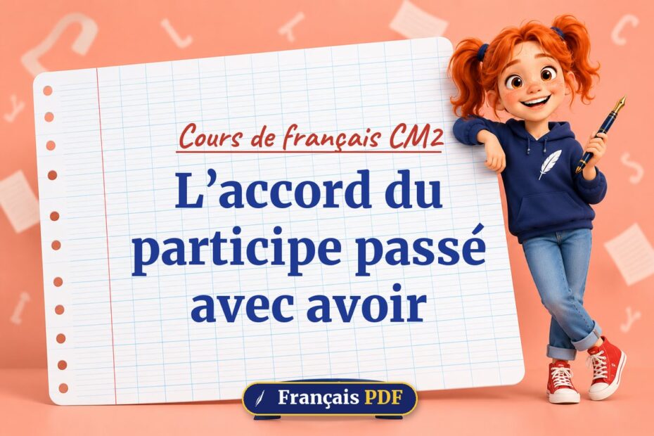 L’accord du participe passé avec avoir : cours de français cm2, illustration Français PDF