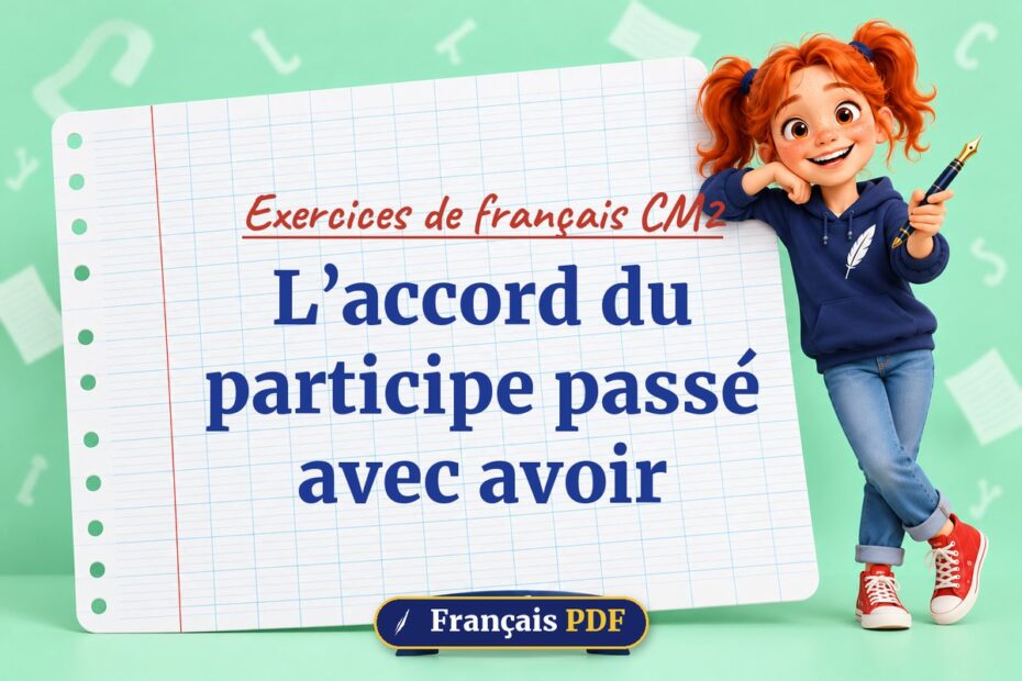 L’accord du participe passé avec avoir : exercices de français cm2, illustration Français PDF