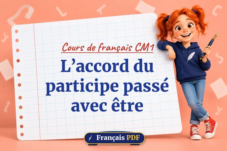 L’accord du participe passé avec être : cours de français cm1, illustration Français PDF