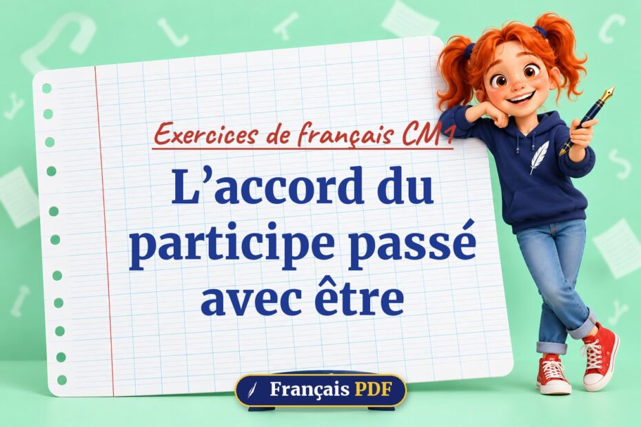 L’accord du participe passé avec être : exercices de français cm1, illustration Français PDF