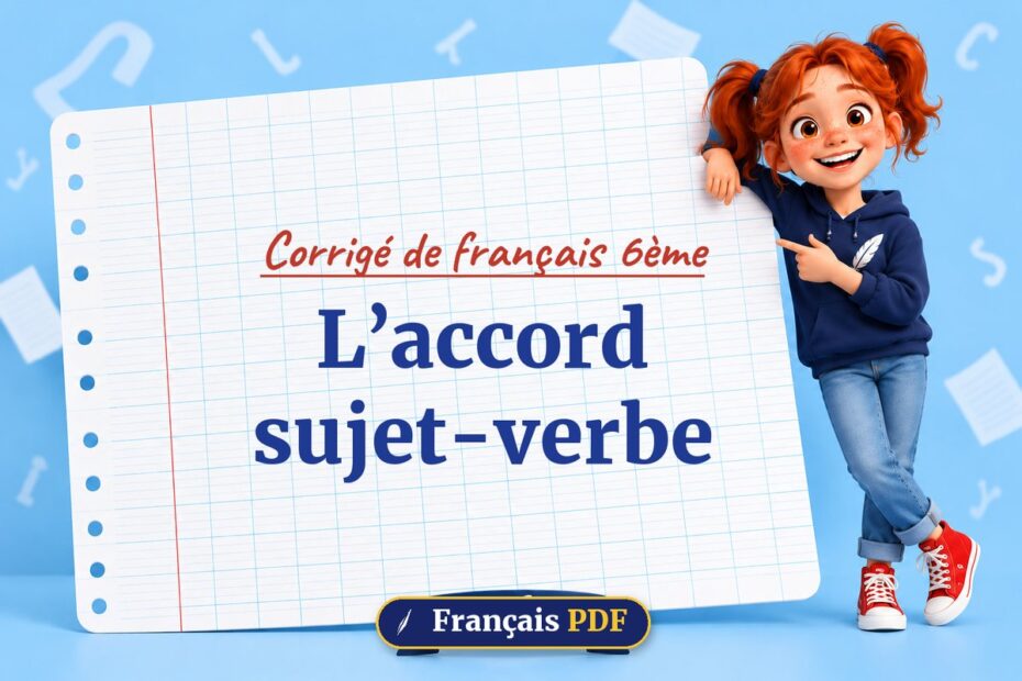 L’accord sujet-verbe : corrigé de français 6ème, illustration Français PDF