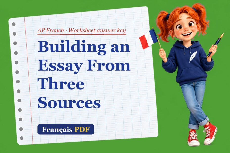 Building an Essay From Three Sources – AP French worksheet answer key with Zoé, the Français PDF coach