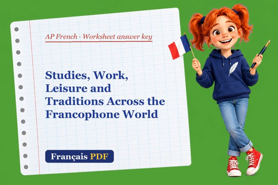 Studies, Work, Leisure and Traditions Across the Francophone World – AP French worksheet answer key with Zoé, the Français PDF coach