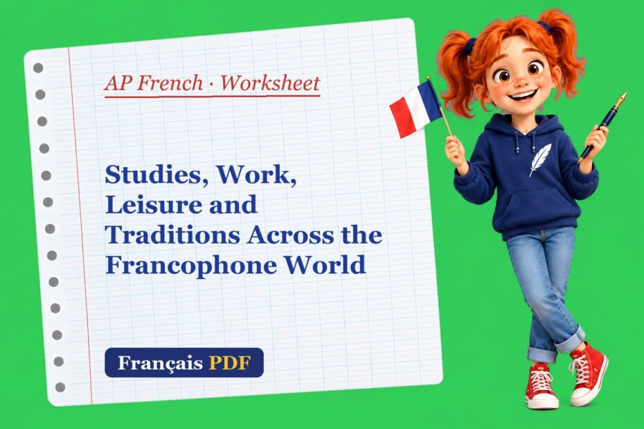 Studies, Work, Leisure and Traditions Across the Francophone World – AP French worksheet with Zoé, the Français PDF coach