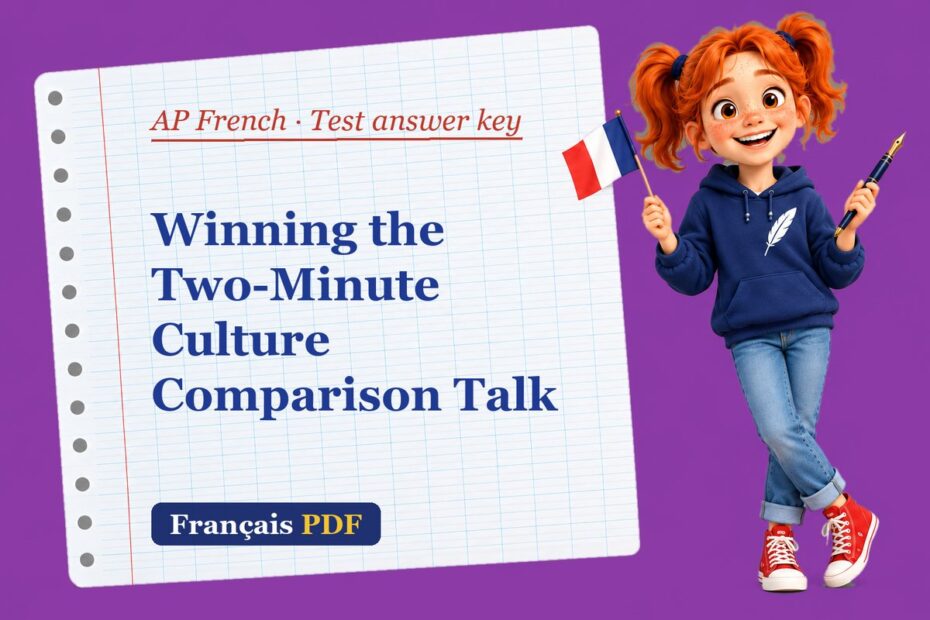 Winning the Two-Minute Culture Comparison Talk – AP French test answer key with Zoé, the Français PDF coach