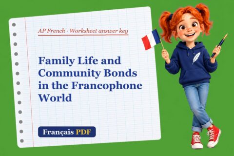 Family Life and Community Bonds in the Francophone World – AP French worksheet answer key with Zoé, the Français PDF coach
