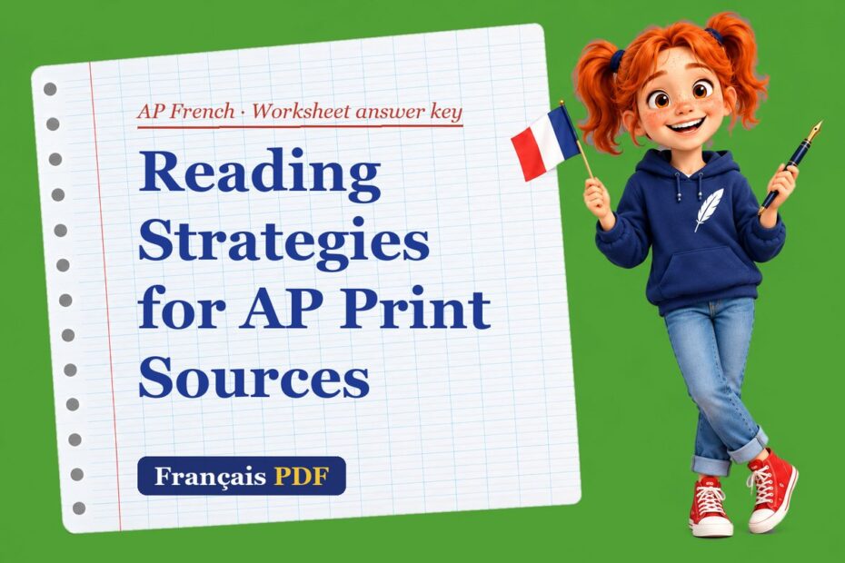 Reading Strategies for AP Print Sources – AP French worksheet answer key with Zoé, the Français PDF coach