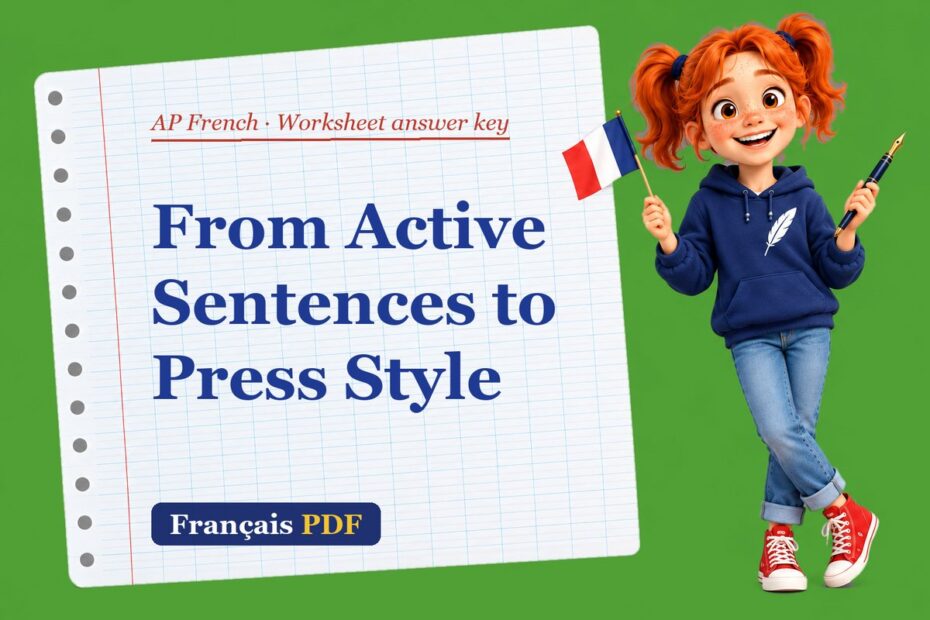 From Active Sentences to Press Style – AP French worksheet answer key with Zoé, the Français PDF coach